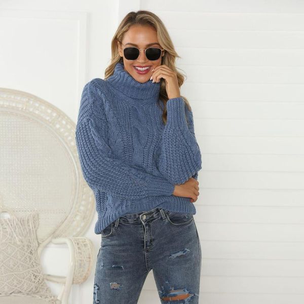 

european style thick warm women sweaters 2020 new autumn winter solid color long sleeve loose turtleneck pullover female sweater1, White;black