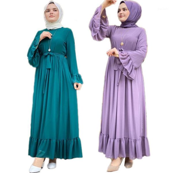 

dubai women muslim long sleeve maxi dress islamic casual loose jilbab kaftan vintage pleated ramadan arab robes clothing new1, Red