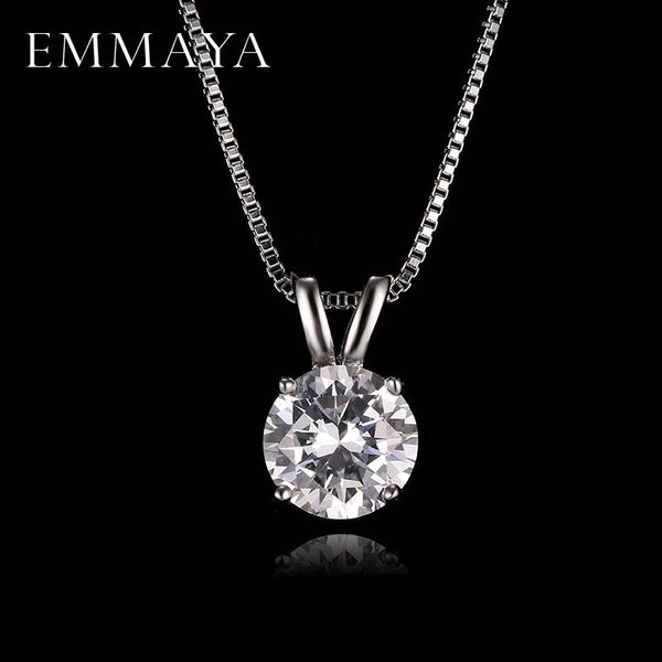 

pendant necklaces emmaya silver color round cz jewelry for women fashion bijoux