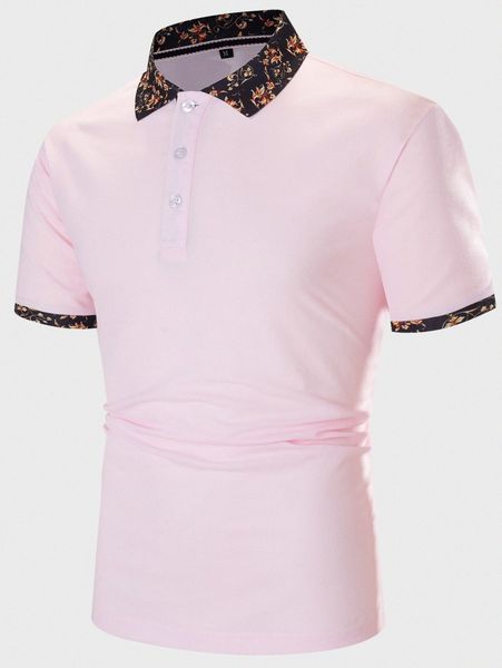 

men baroque print contrast collar polo shirt r3ss#, White;black