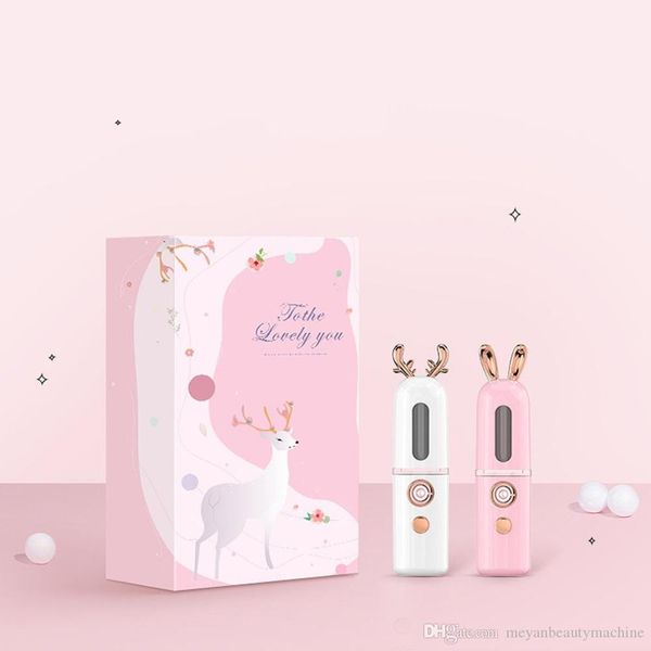 

new nano hydrating facial steamer spraying machine negative ion nano steaming face moisturizing cute fawn bunny usb rechargeable