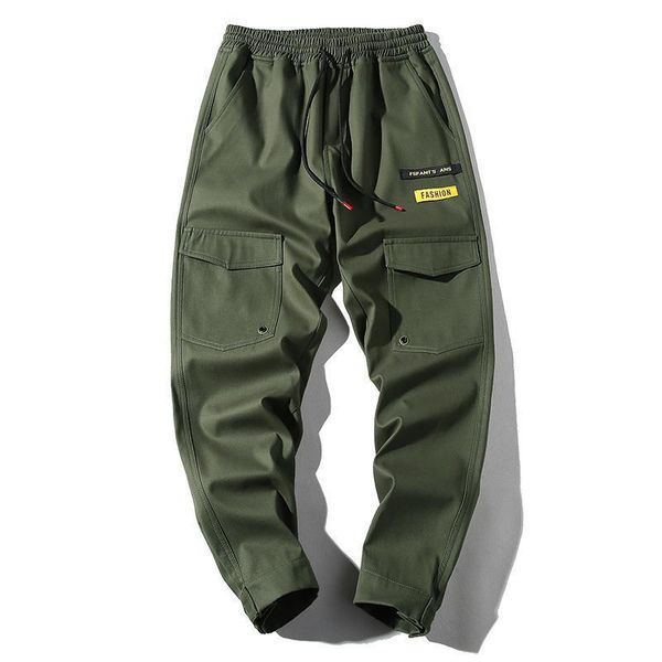 

new men's cotton cargo pants multi-packet outdoor sweatpants casual japan style ankle length pants for homme 2020 spring 4xl, Black