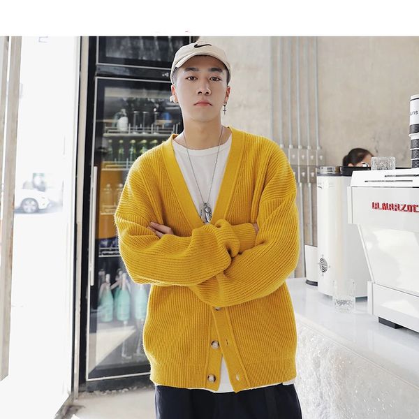 

cardigan men kpop clothes 2021 man harajuku ulzzang sweaters casual vintage winter sweater long sleeve hip hop clothing 4.9, White;black