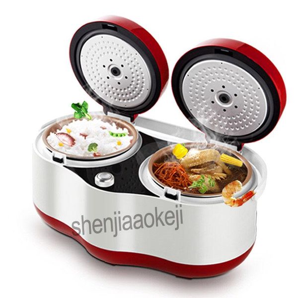 

household smart mini rice cooker automatic 2l*2 double bile appointment multi-function pot two pots electric cookware 220v 700w