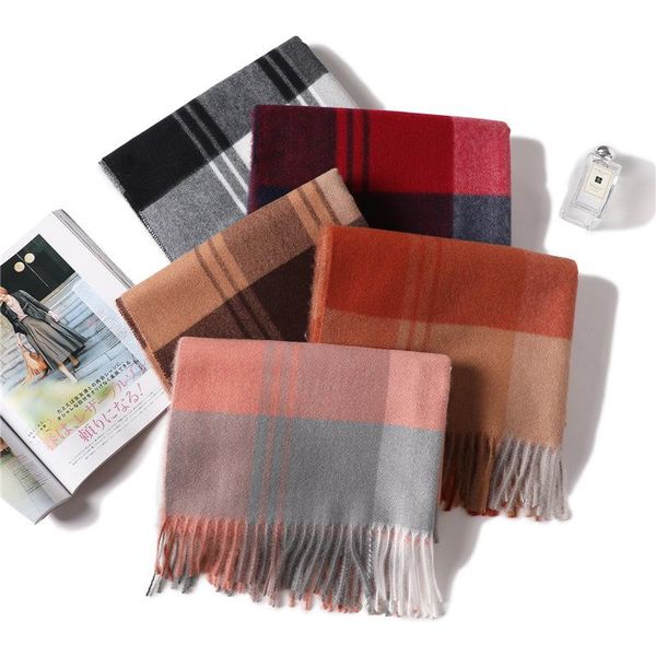 

2020 new designer brand women scarf thick winter cashmere scarves for ladies shawls and wraps pashmina neck wam bandana echarpe wmtoms, Blue;gray