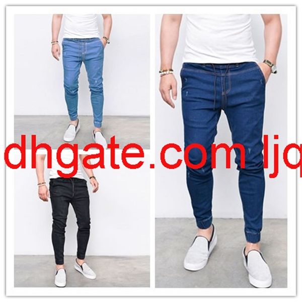

men's tight fashion jeans small leg elastic pants nz11181, Blue