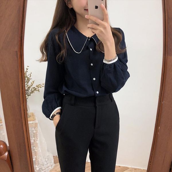 

s xl oversize shirt spring femme casual blue women long sleeve velvet cotton girls blouse plus size women blouses femme, White