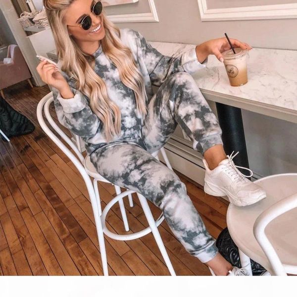 

tie dye velvet tracksuit women two piece set autumn clothes long sleeve and pants pajamas suit female lounge wear outfits, Gray