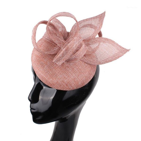 Cappelli a tesa avari Bel cappello da sposa vintage Fasciantor Donna Donna Prom Mesh Fedora Cap Hair Pin Imitazione lino Millinery Headband1