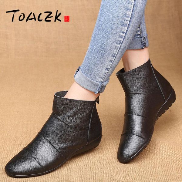 

boots flat leather boots, high-end soft-bottomed anti-slip cow hide full single, Black