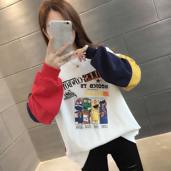 

western style women's sweater 2020 new european spring and autumn winter small loose korean thickened coat fashionable top, Black