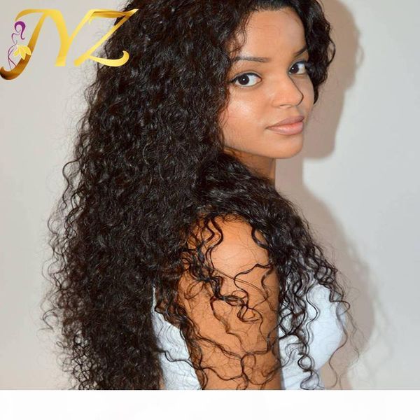 

lace front wigs brazilian malaysian peruvian 130% density swiss lace curly full lace wigs deep curly hair, Black