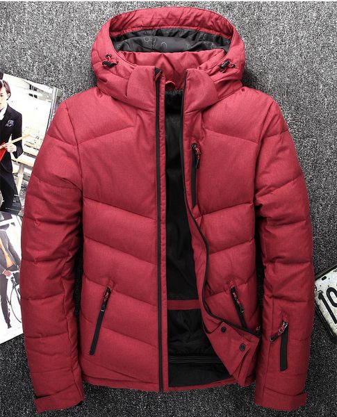 

2021 new high white quality duck down jacket with hood warm winter coat parka padded men jackets wxf492 5qj1, Black