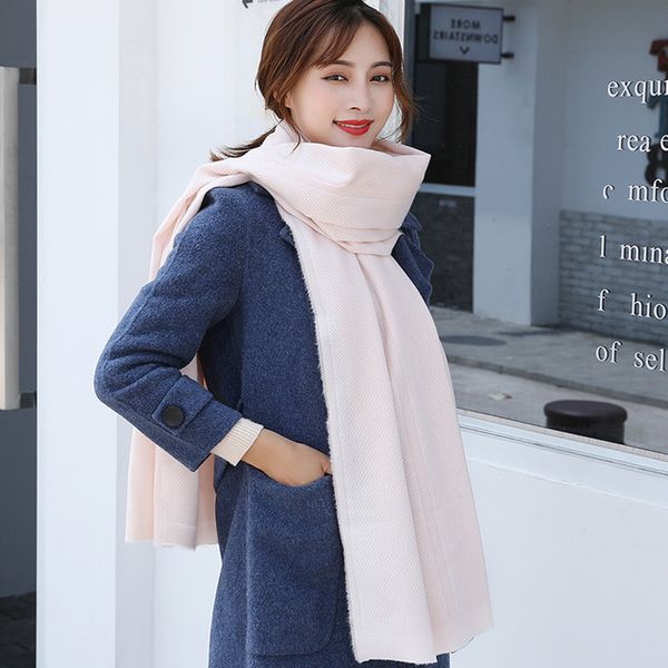 

new knitted winter scarf women patchwork solid cashmere scarves wraps keep wram shawls female pashmina lady blanket shawls 201103, Blue;gray