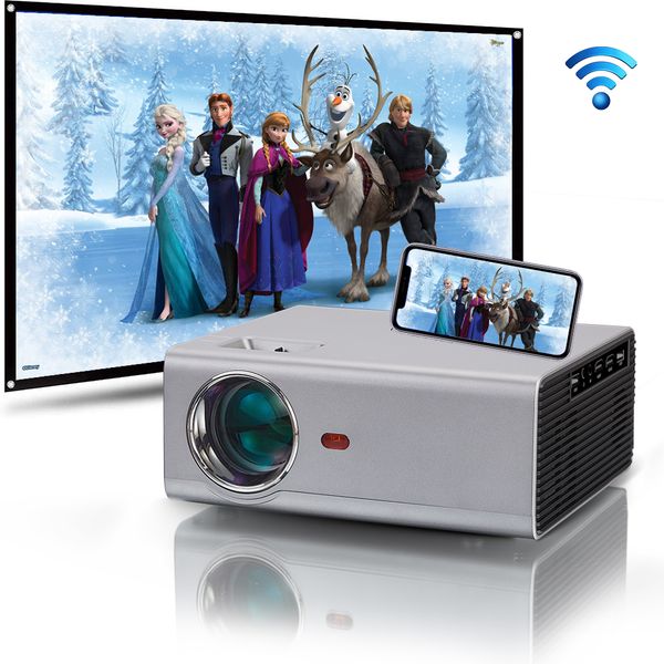 

flzen 720p портативный смарт-проектор, android wifi проектор 4k боковой проекции поддерживается, 130-дюймовый экран, автоматический ключевой