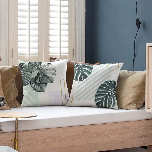 

cushion/decorative pillow dunxdeco cushion cover decorative case modern nordic dark green plants geometric print coussin sofa chair bedding