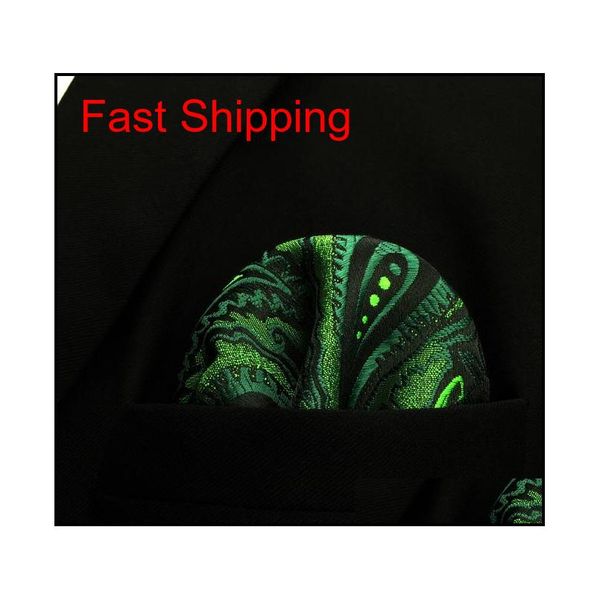 

uh30 paisley dark green black pocket square mens neckt qyldlz homes2007, Blue;white