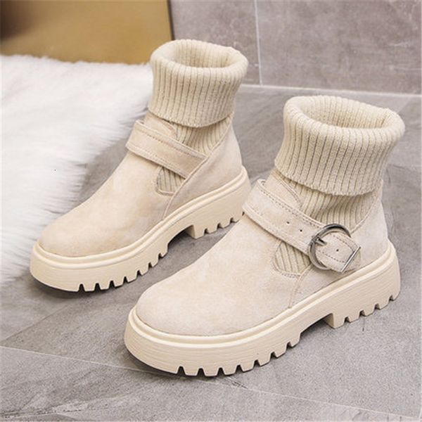 

2021 new snow warm winter boots in square heels iytt, Black