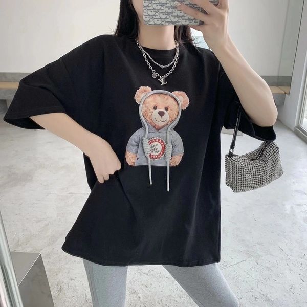 

new women's oo letter sequin print short sleeve t-shirt fashion designer t-shirt loose fit men's and women's t-shirt sml, White