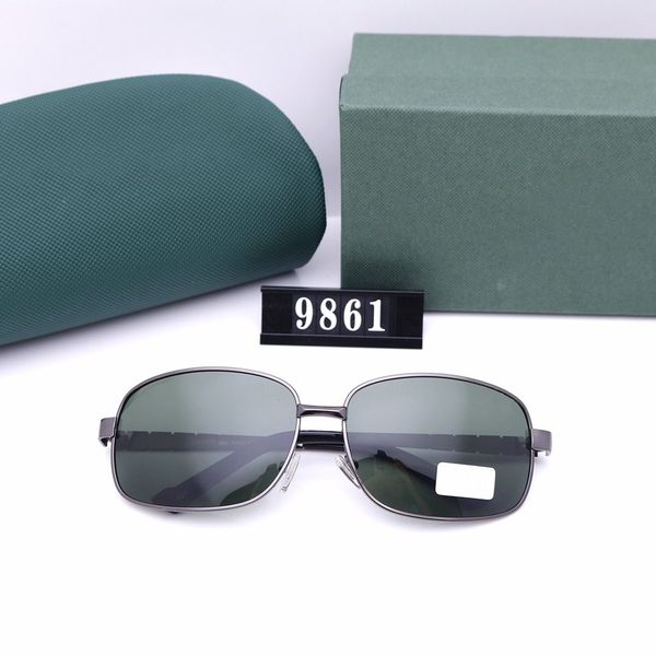 

high definition resin lens men's driving sunglasses fashion brand design sunglasses metal full frame glasses 9816, White;black
