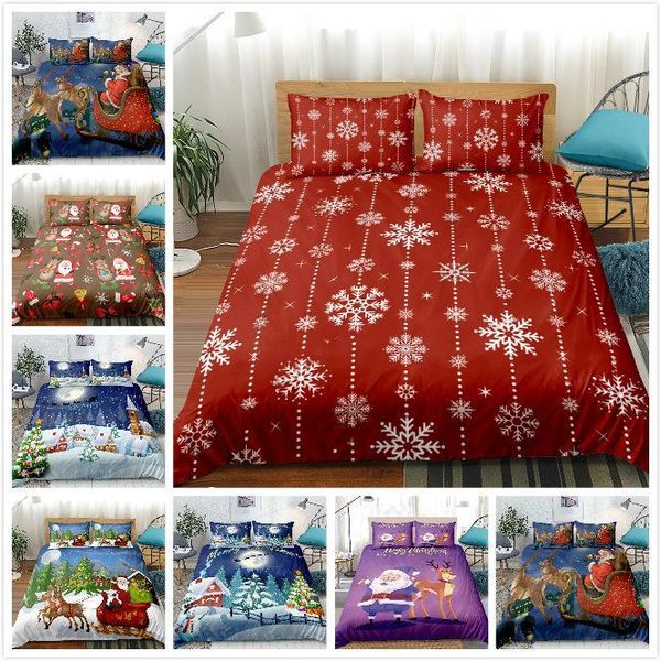 

bedding sets merry christmas set duvet cover with pillowcase red santa claus comforter bed gifts  king size linens1