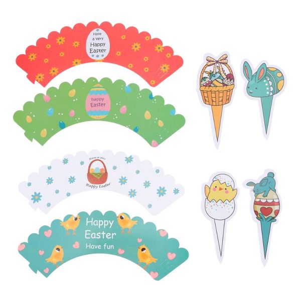 

greeting cards 48pcs easter cupcake wrappers adorable picks cake wrapper ers set