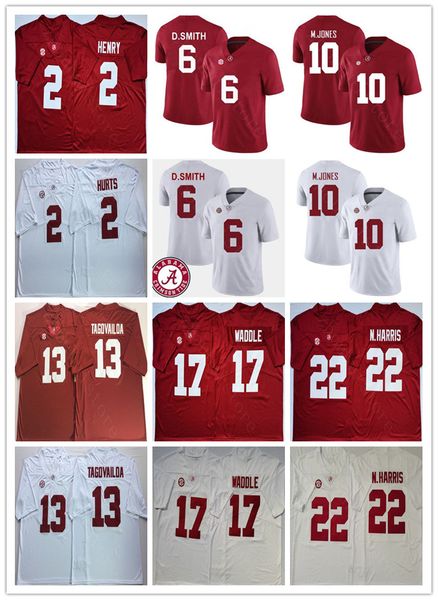 

custom 2021 alabama crimson tide 6 devonta smith 10 mac jones 22 najee harris tagovailoa 4 brian robinson jr. championship rose bowl jersey, Black