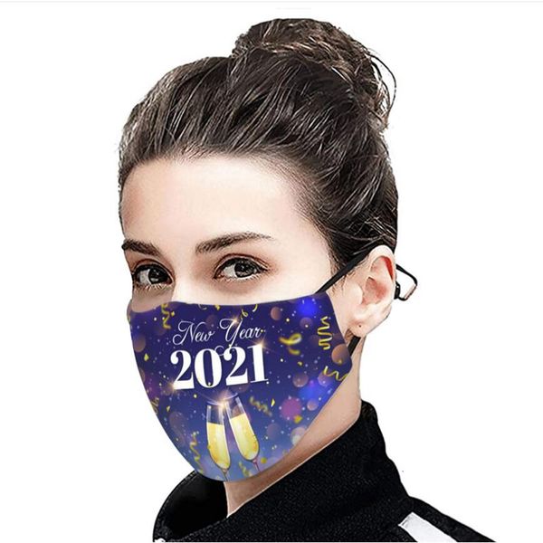 

factory 2021 happy new year masks face mask fashion breathable reusable printing cotton masks new year face mask yya555