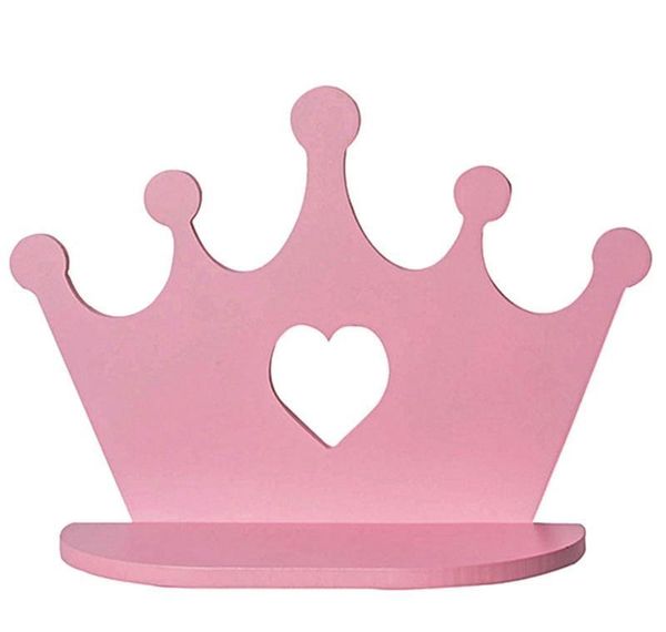 

pink wooden crown wall shelf for princess room daughter girls room decoration gift nursery sqceno ppshop01
