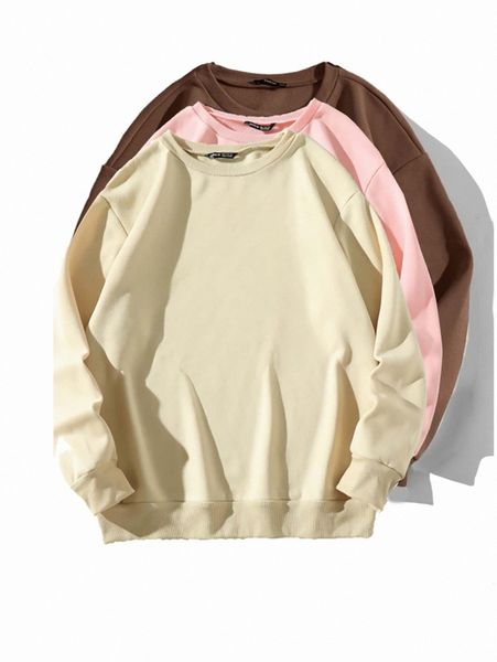 

3pcs solid thermal sweatshirt 694l#, White;black