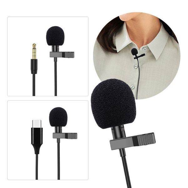 

type c 3.5mm lavalier microphone collar lapel clip-on mic for an-droid a9lc