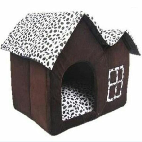 

kennels & pens dog house kennel double ed spotted villa summer cat's nest removable mat semi enclosed beds for small dogs pet suppl