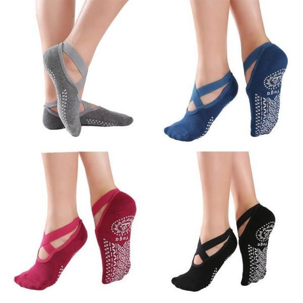 

женская anti-slip фитнес танец пилатес носки профессиональные крытый йога пять toe backless упражнение балет lady обучение аксессуар fy7315, Black