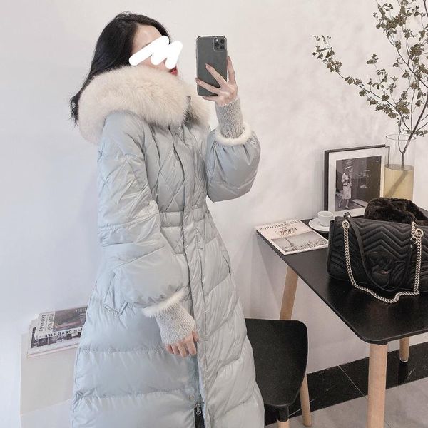 

women's down & parkas light luxurious silver big fur collar ferret coat hooded a-line fashion jacket winter uy9781, Black