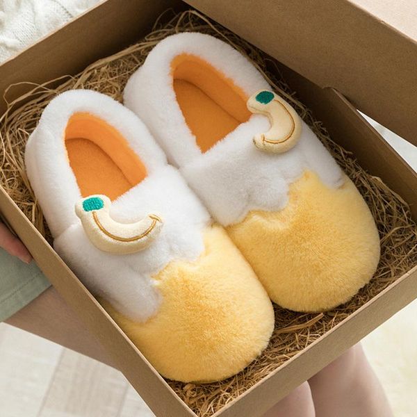 

slippers ladies shoes autumn winter cotton fur home warm thick bottom indoor house women cute fluffy flip flops, Black