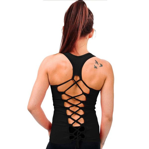 

candy colors backless bandage tank women slim sporting fitness vest 6 styles solid color elastic breathable sleeveless, White