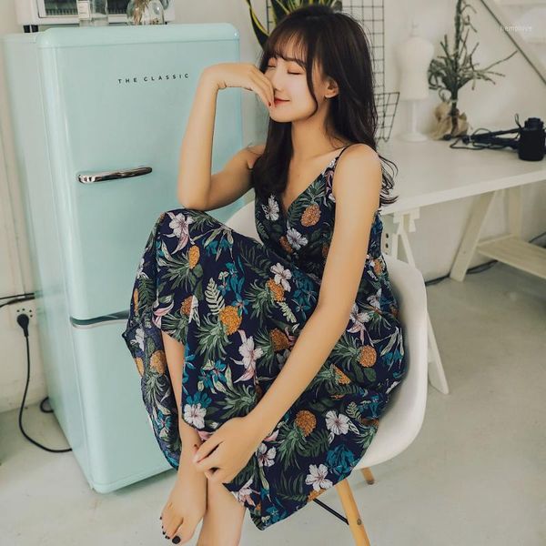 

printed night dress women sling lingerie nightgown female night gown ladies sleeveless dress sleepwear homewear1, Black;red