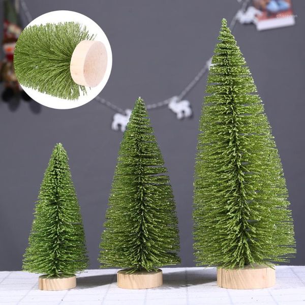 

christmas tree mini light green pine tree with wood base diy crafts home table decor christmas decorations for home1