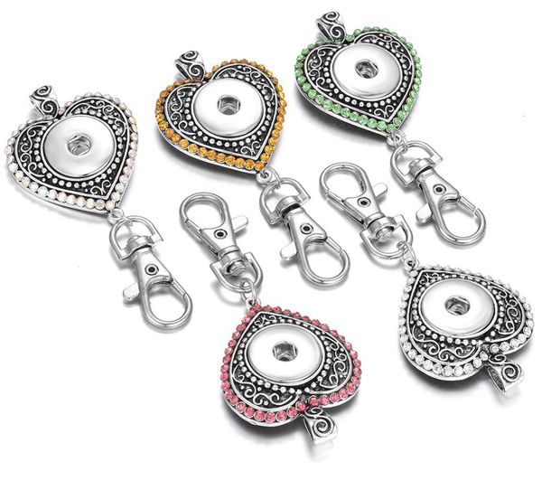 

love noosa snap rhinestone button jewelry snap keychains heart 18mm snap button key chains diy keyrings keychains holder, Slivery;golden