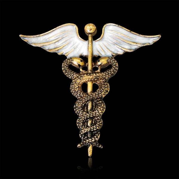 

wysiwyg crystal caduceus pins badge brooches lapel pin symbol jewelry gifts for students, Gray