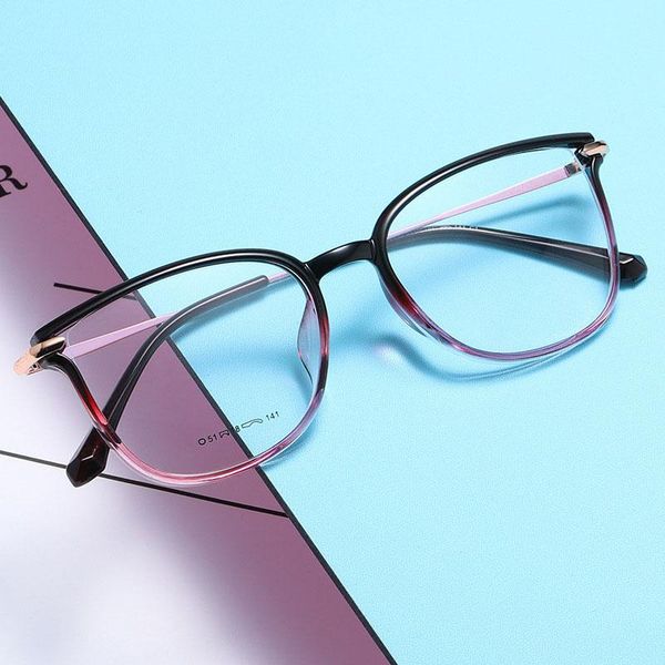 

the new trend literary glasses exquisite fashion decoration flat mirror retro can be equipped with myopia glasses frame, Black