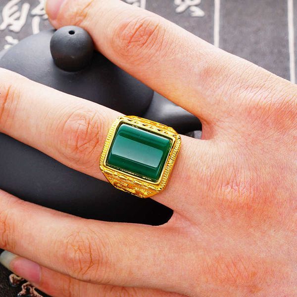 

gold ring sand brass imitation agate plated 999 for men, Silver