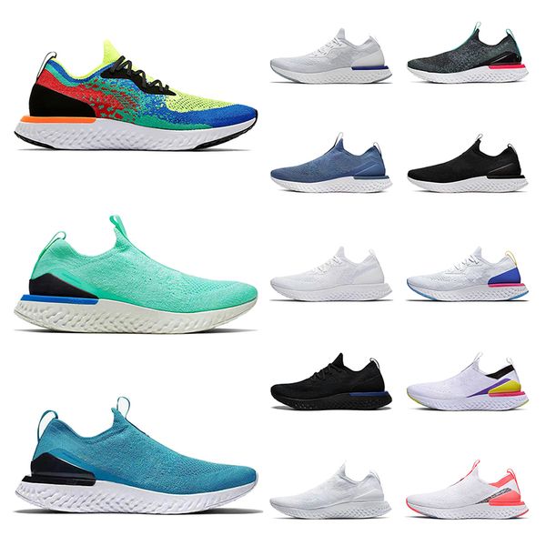 

new quality epic react fly knit running shoes men women plum dust royal purple green silver grey black spots trainers sports sneakers 36-45, White;red