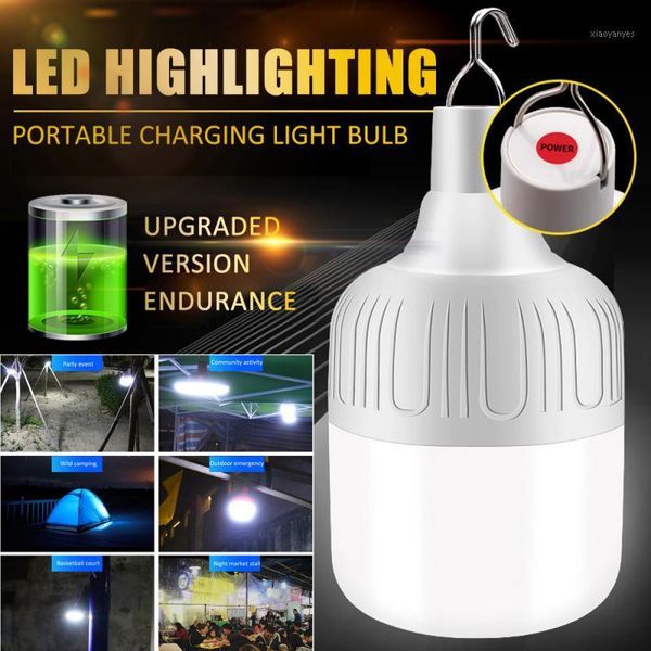 

portable lanterns rechargeable led bulb lamp solar charge dimmable emergency night market light outdoor camping bbq hanging light1