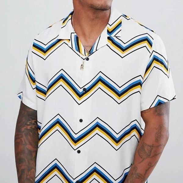 

men's casual shirts beach 2021 men stripe short sleeve button-down shirt male oversized clothing ropa1, White;black