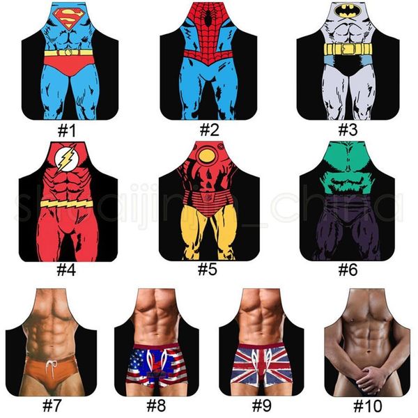 

3d funny digital printed cooking kitchen dinner baking apron bbq party cartoon hero pattern aprons ljj_ta1469