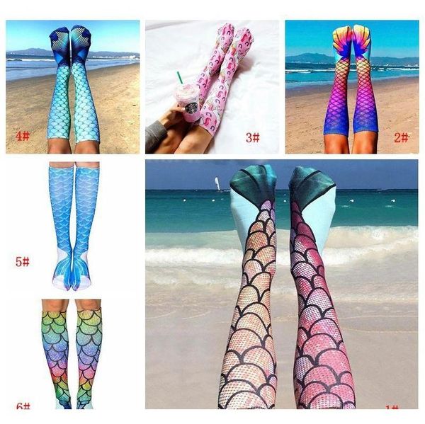 

mermaid 3d print socks mermaid tail beach socks lady mermaid stockings fashion knee high socks fish scales sock long boot hosiery dbc ezlck