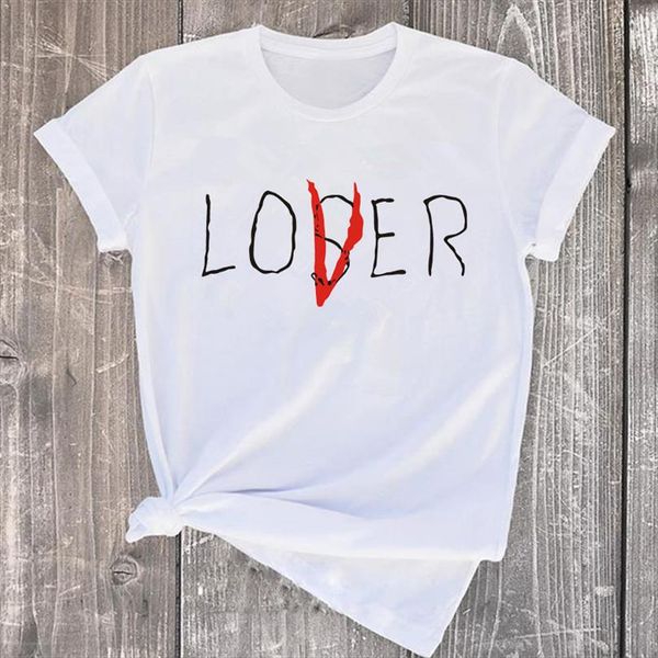 

проигравший lover письмо printed одежда летняя женщины футболки harajuku tee рубашки женские футболки топы drop доставка, White