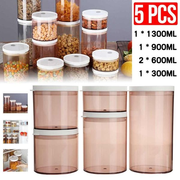 

storage bottles & jars 5 pcs/set sealed container tank seasoning jar dry goods nut bottle kitchen miscellaneous grain box