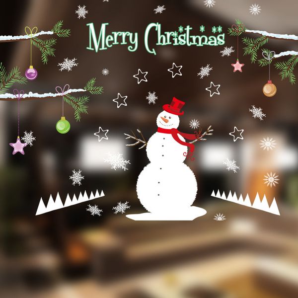 

snowman gift cartoon festive shop window bedroom glass wall sticker